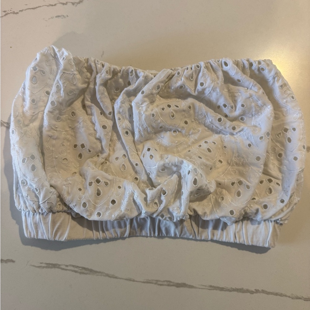 White Eyelet Express Tube Top